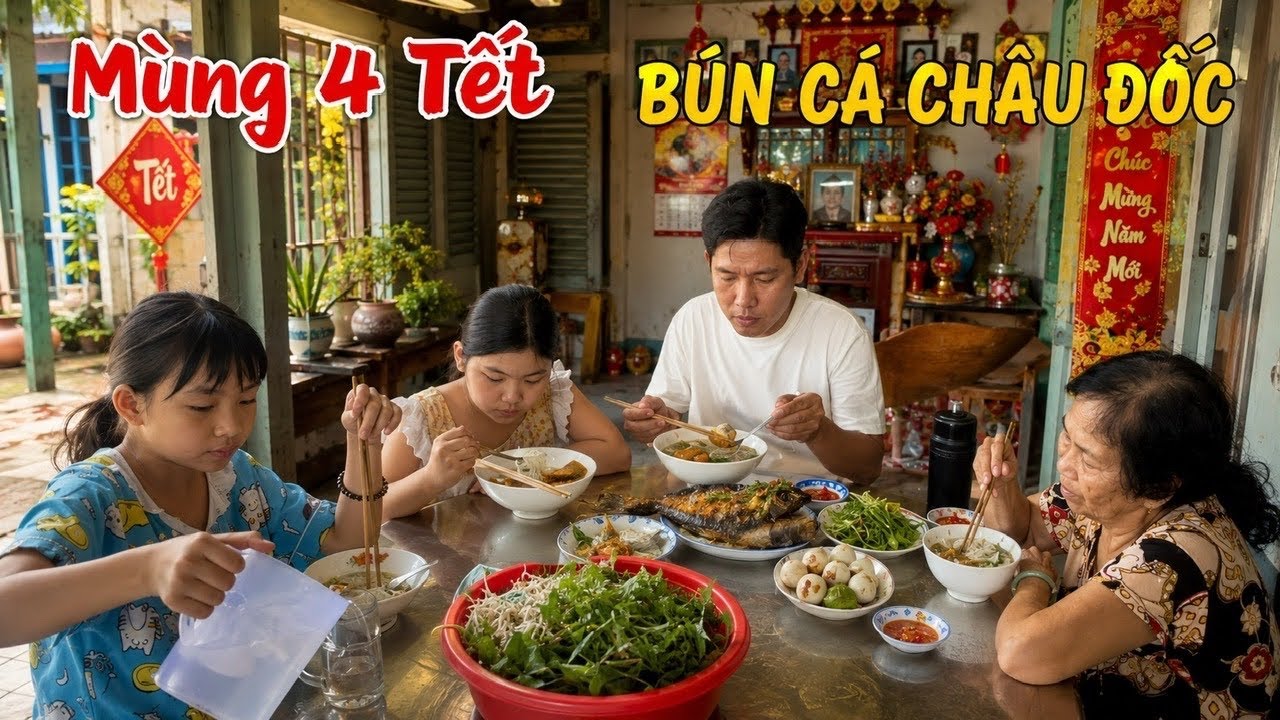 Mùng 4 Nhật Campuchia nấu BÚN CÁ CHÂU ĐỐC một nồi chà bá chỉ có 4 người ăn 