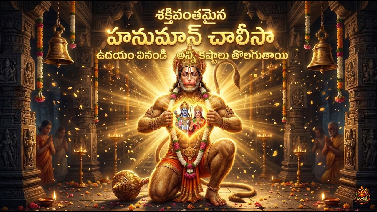 శక్తివంతమైన హనుమాన్ చాలీసా | Hanuman Chalisa Telugu Chanting | @OmShaktiHindu