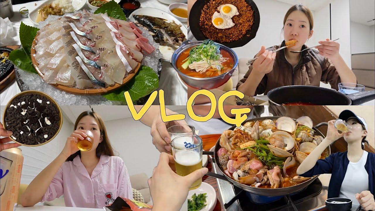 먹방VLOGㅣ더 추워지기 전에 소맥 잔뜩 즐겨!🍺 (중곡제일시장ㅣ모둠회ㅣ소원이네조개불고기ㅣ쭈꾸미ㅣ족발ㅣ오레오빙수ㅣ소맥사랑ㅣ간장계란밥)