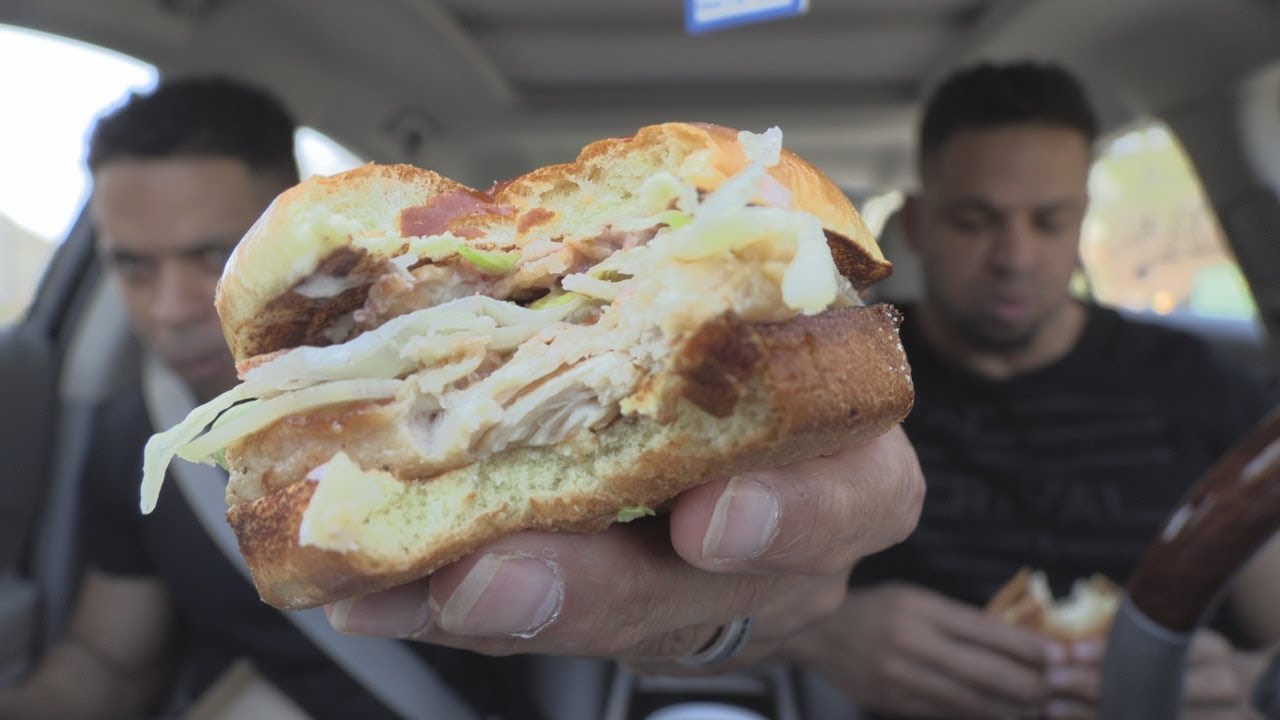 Eating McDonald's Garlic White Cheddar Sandwich @hodgetwins