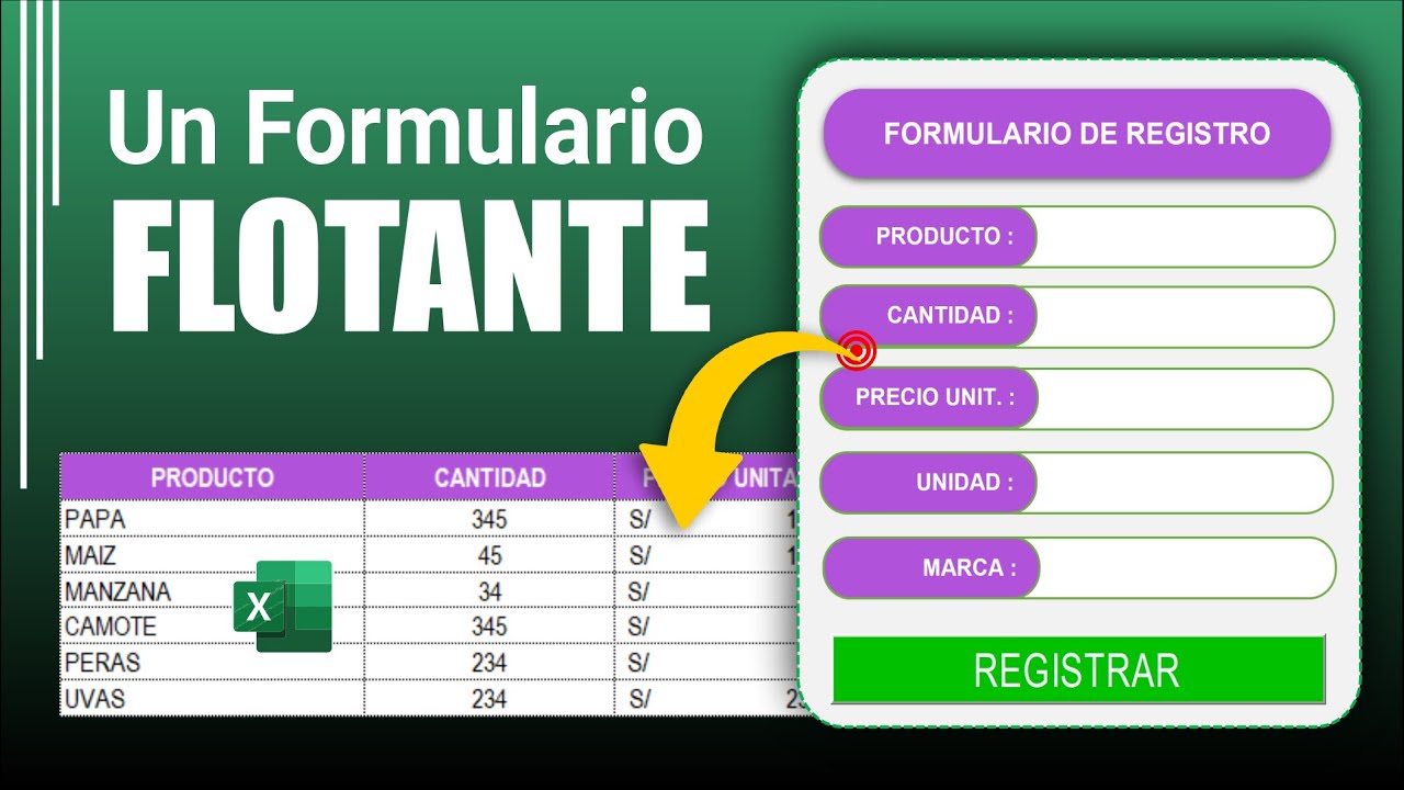 Cómo hacer un formulario flotante para registrar datos en una hoja de Excel