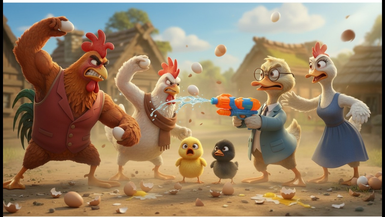 Hen vs Goose The Epic Fight | Funny Cartoon | ToonNovva