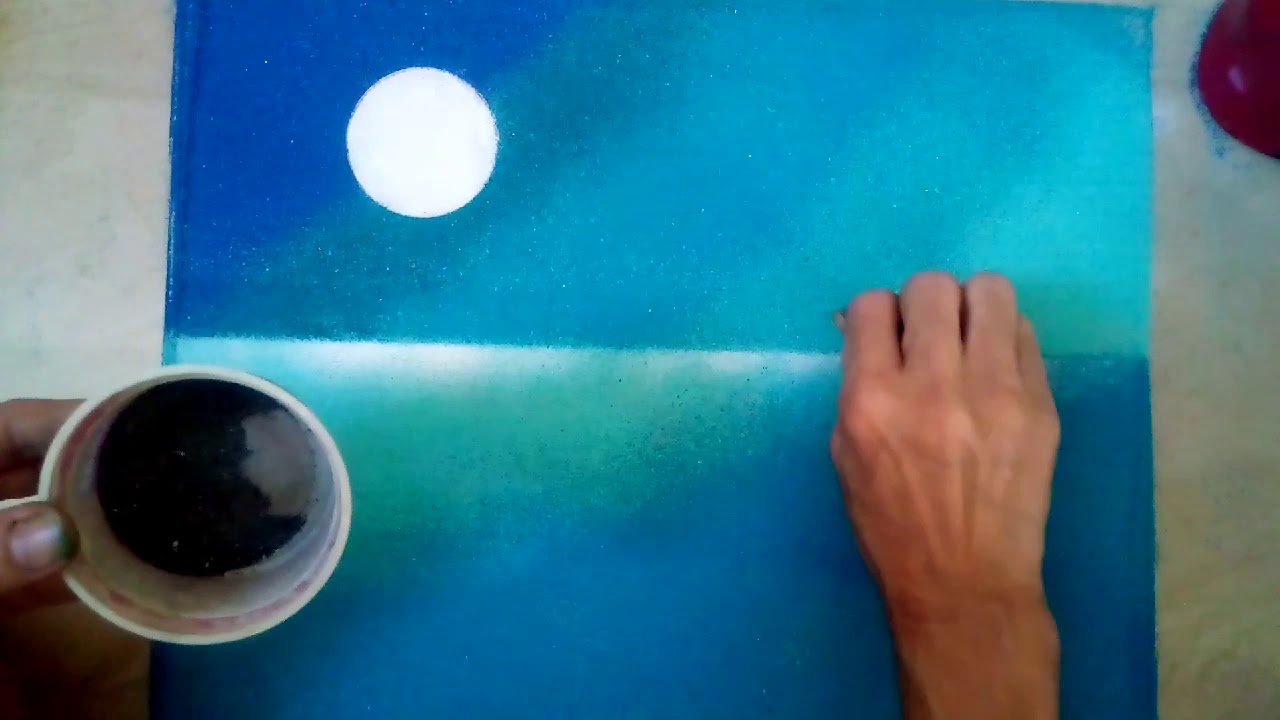 Easy poster rangoli design | moonlight rangoli | nature rangoli | पोस्टर रंगोली डिज़ाइन