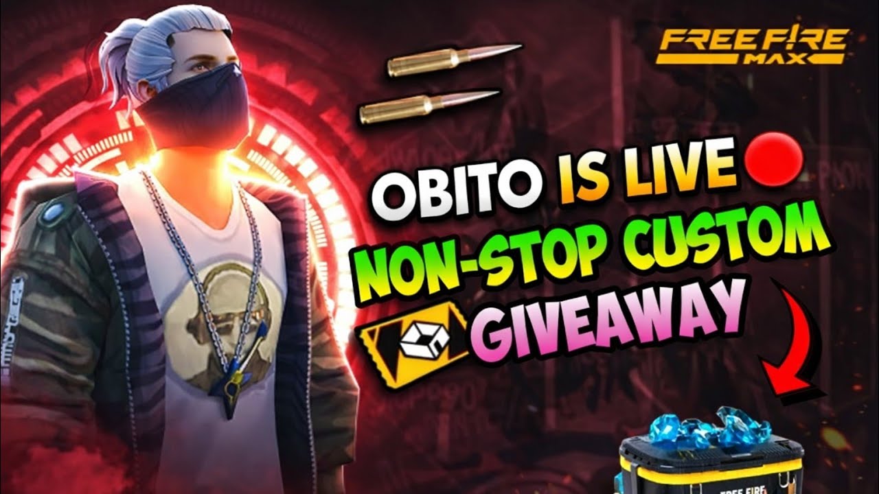 Obito is live 🔴  non stop custom giveaway 😱 ll free fire live stream video