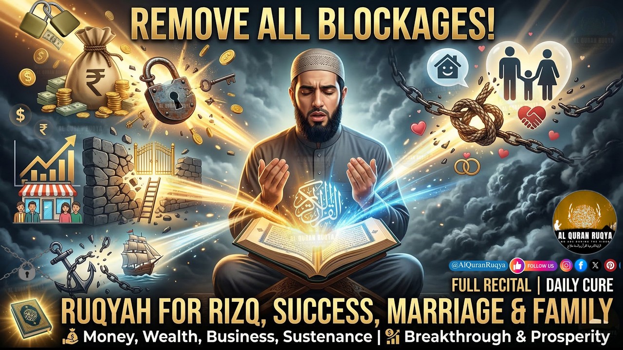 Ruqyah To Remove All Kinds Of Blockage In Rizq, Money, Wealth, Success, Business, Marriage & Family.