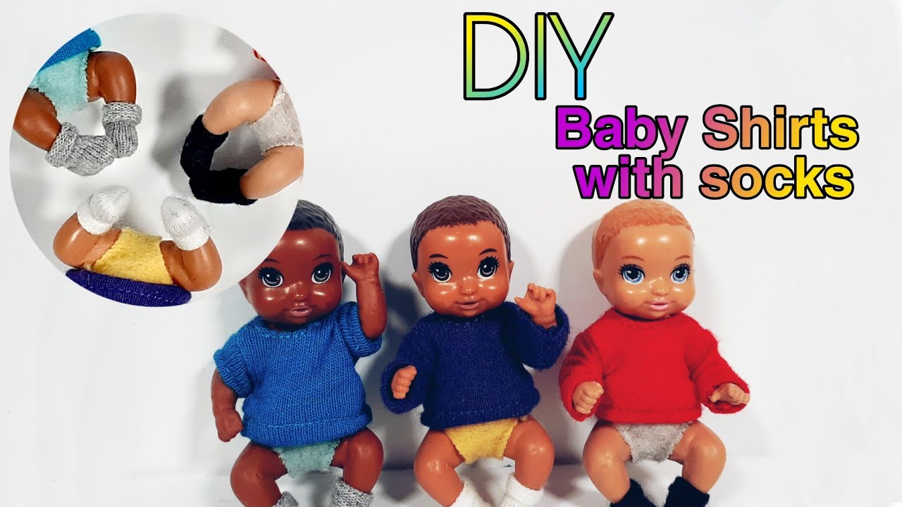 DIY - barbie baby miniature socks with Shirts | miniature baby socks - shirts for baby dolls | easy