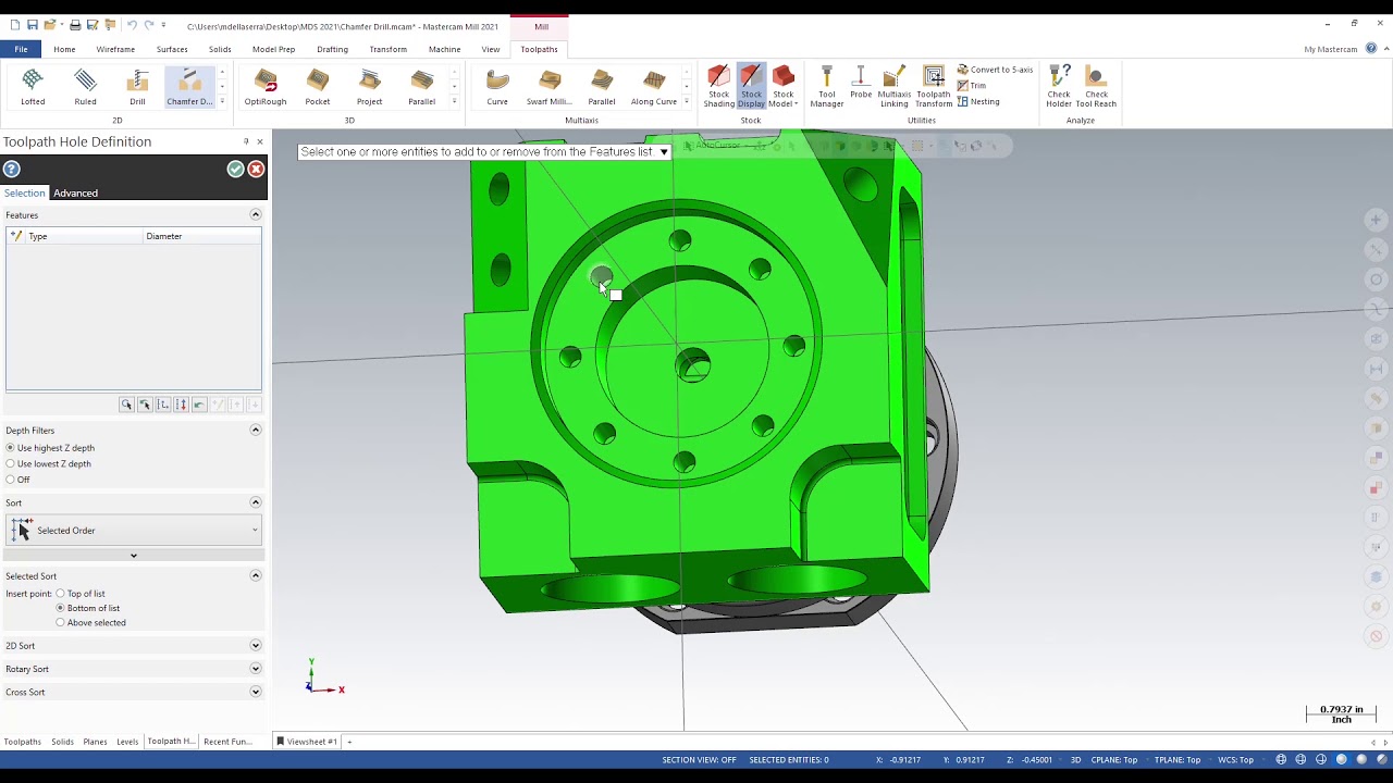 Chamfer Drill Toolpath