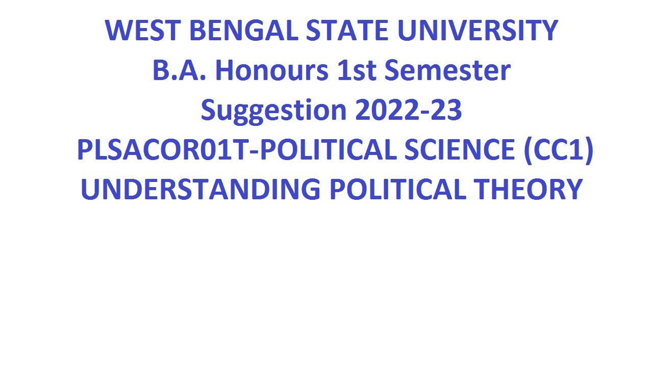 wbsu B A  Honours 1st Semester Suggestion 2022 23 POLITICAL SCIENCE CC1