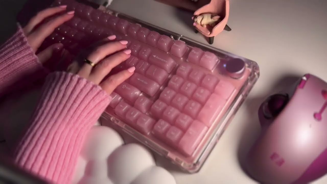 1 Hour Keyboard Cozy ASMR with the pink jelly keycaps on the KiiBOOM Phantom 98 Mechanical Keyboard