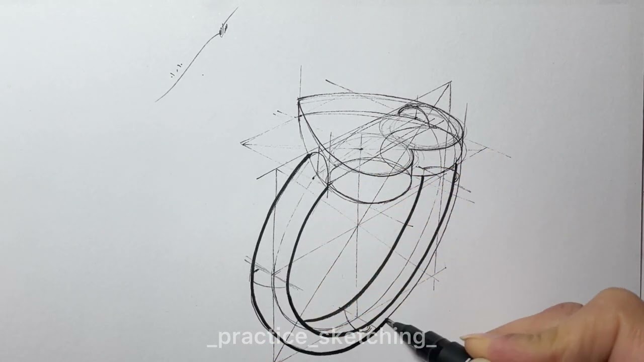 How to draw an easy ring 10 | طراحي انگشتر در پرسپكتيو شماره  ١٠