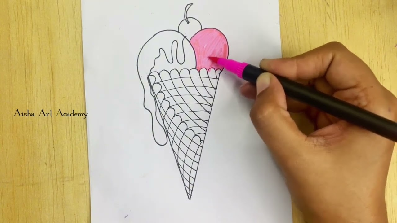 Ice cream drawing for kids and beginners