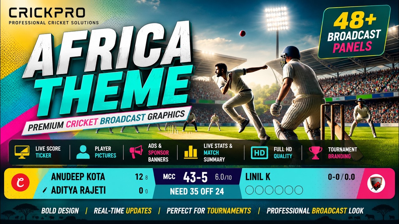 Africa Theme Preview 🌍 Premium Cricket Broadcast Graphics | CrickPro