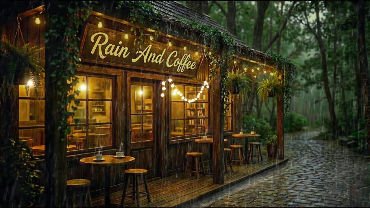 Late Night Rainy Coffee Shop ☔🌙 Smooth Jazz Piano for Working, Studying & Relaxing