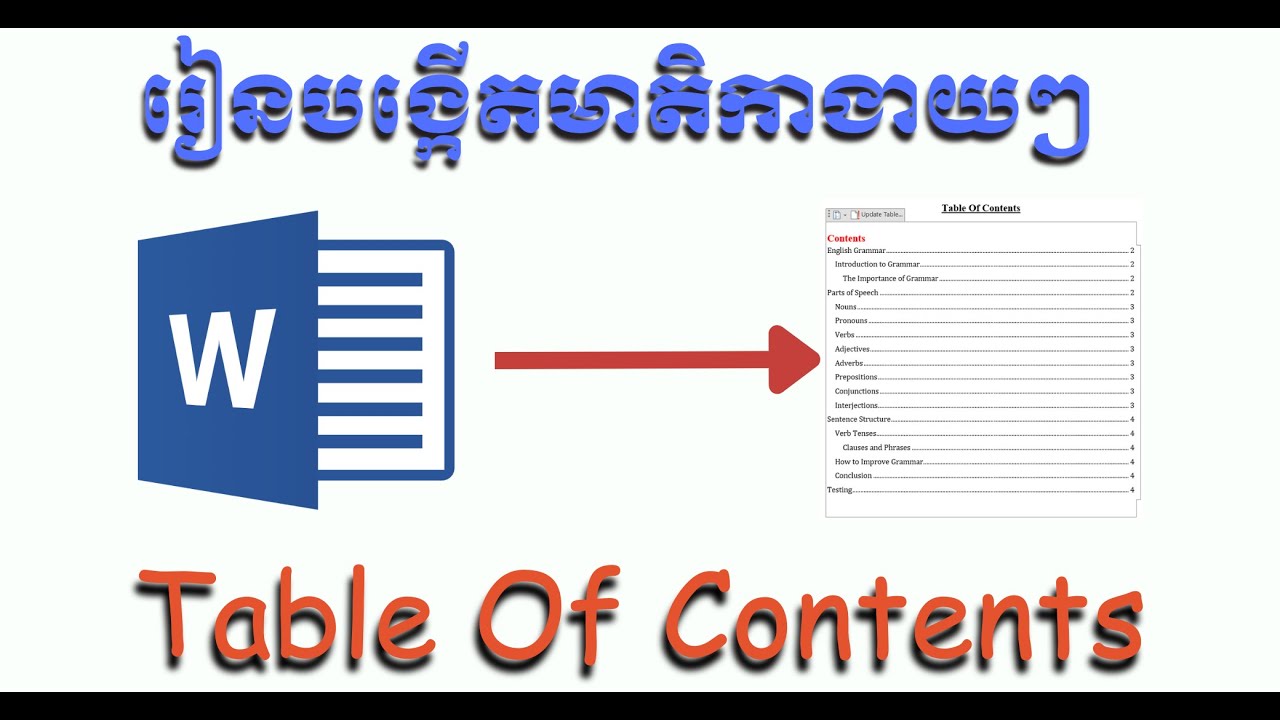 រៀនបង្កើតមាតិកាងាយជាមួយ Table of Contents || How to Use Table of Content in Microsoft Word .✅🎬