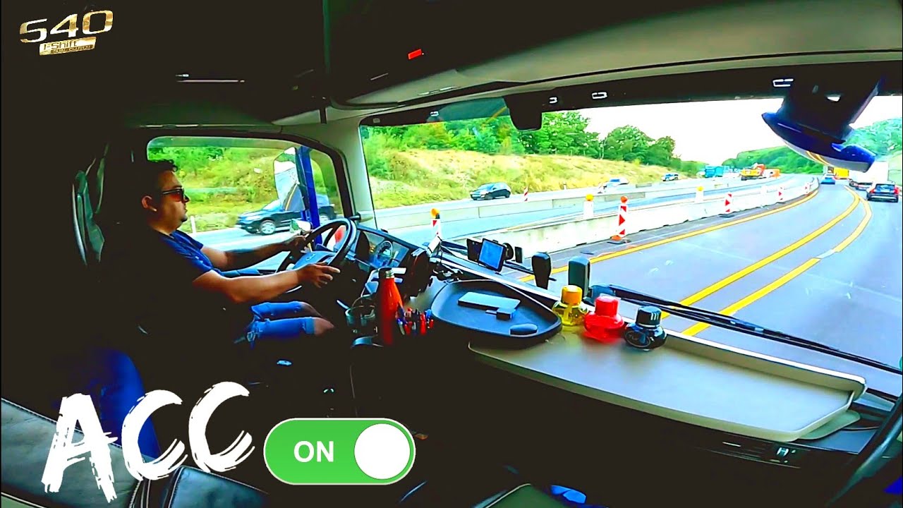 Relaxing - Truck driving POV - Adaptive Cruise Control on all the time - cockpit view