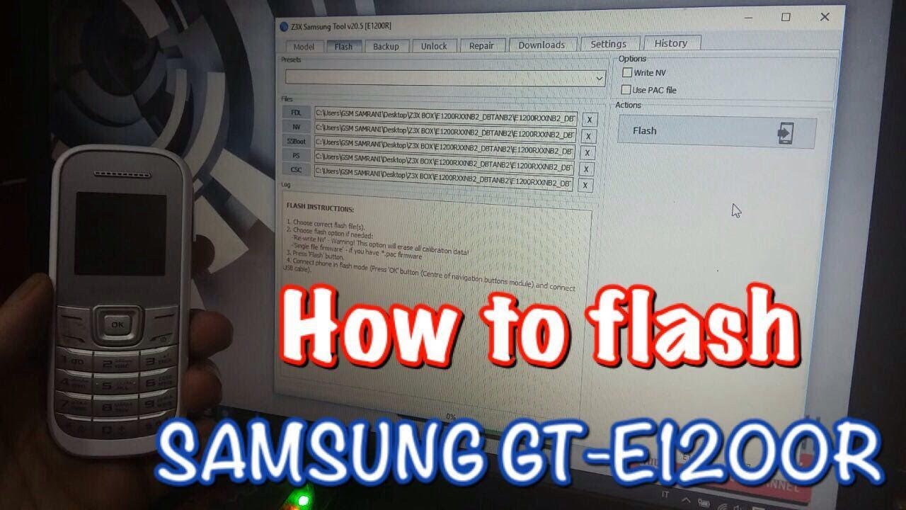FLASH SAMSUNG GT-E1200R WITH Z3X BOX