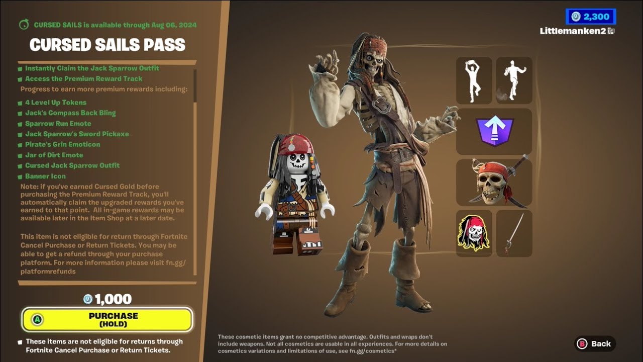 Fortnite | Pirates of the Caribbean | Cursed Sails Pass Reward Track | View Styles | Purchase | C5S3