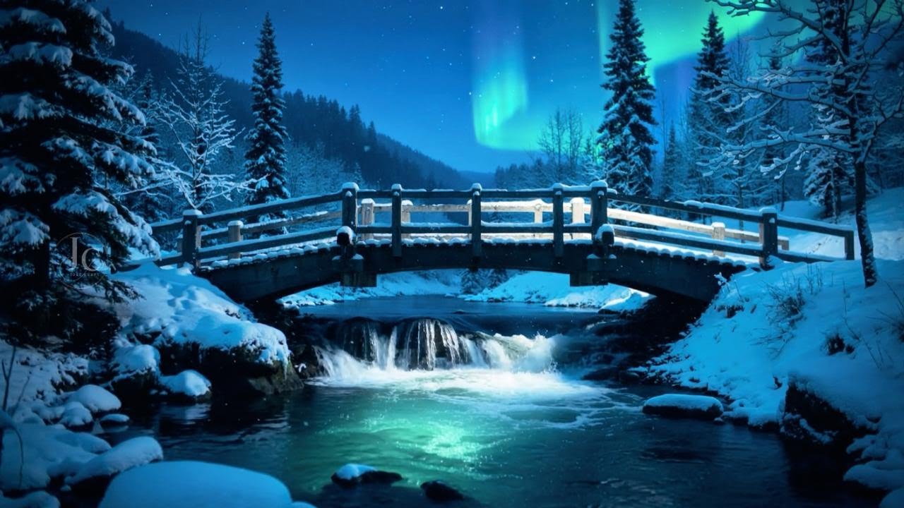 Sleep Instantly 😴 Relaxing Music with Waterfall & Snow Ambience