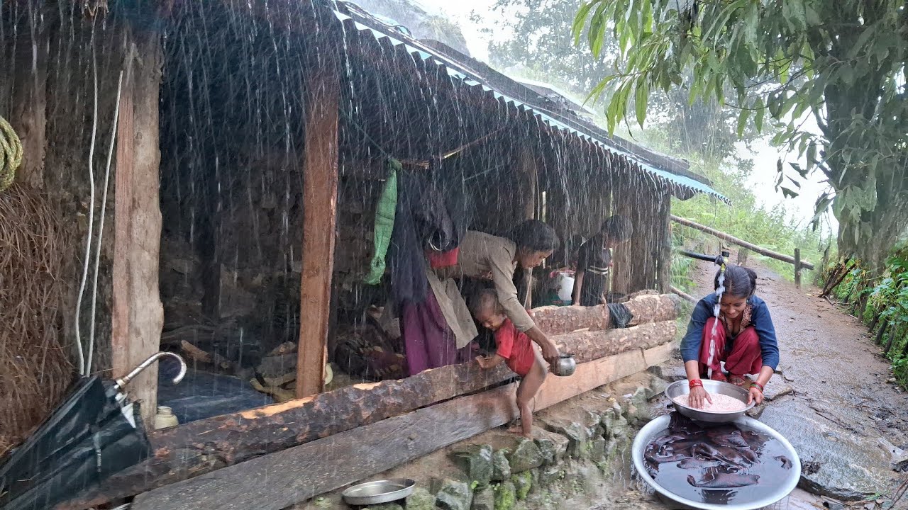 Most Relaxing Village Life | Cooking And Eating Long Noodles Using Primitive Techniques | Rural Life