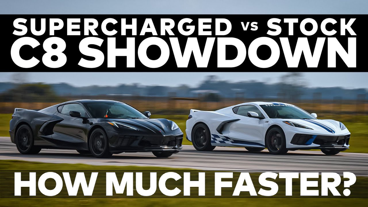 Hennessey Supercharged H700 C8 Corvette против стокового C8 // Сравнение гонок Drag + Roll