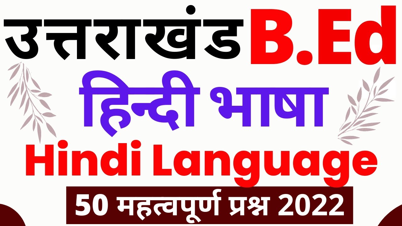 B.Ed Entrance Exam Hindi Question Paper | Hindi for BEd Entrance Exam 2022 marathon| SSJU B.Ed Paper