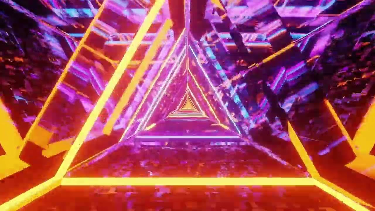 4KVJ Loop. Flight in abstract sci-fi neontunnel  ll 3D 
