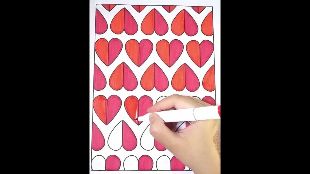 Satisfying Heart Pattern Coloring! Retro Pop Art ASMR