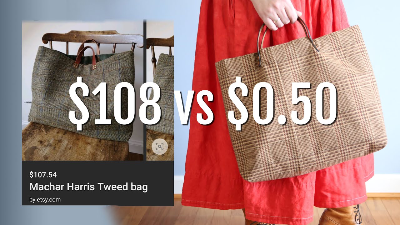 DIY Wool Tote from a Thrifted Skirt || It was only $.50!!