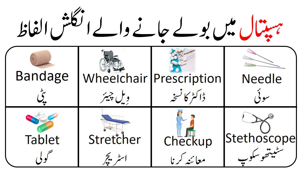 Hospital and Medical Vocabulary Words in English and Urdu | @Vocabineer