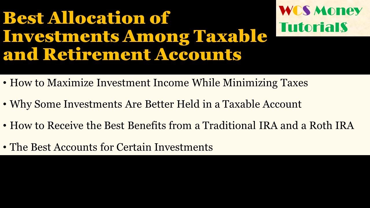 Best Allocation of Investments Among Taxable and Retirement Accounts