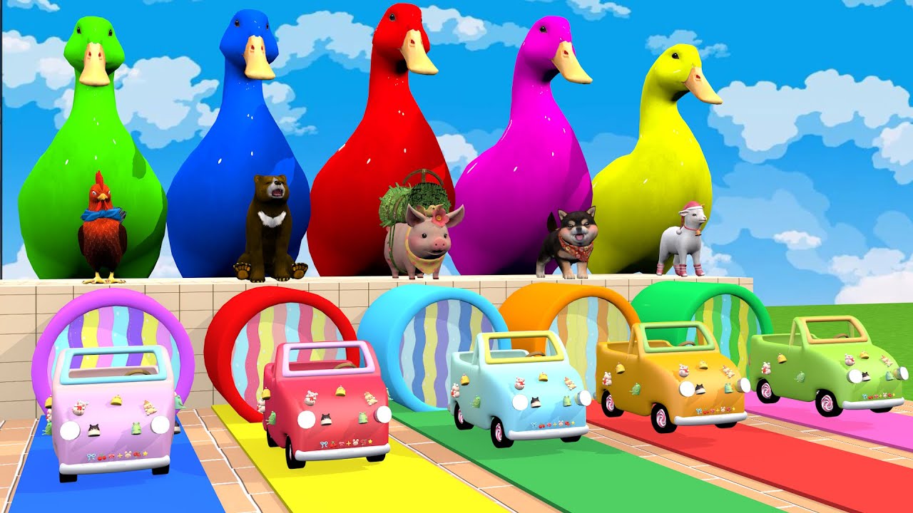 Long Slide Game With Cow Elephant Gorilla Hippopotamus Tiger 3d Animal Game Funny 3d Animals