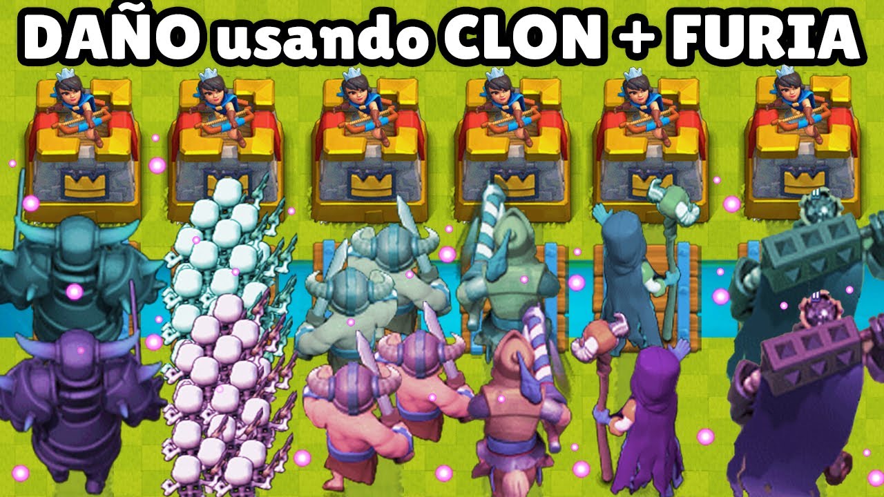 CUAL CARTA LOGRA HACER MAS DAÑO usando CLON + FURIA | OLIMPIADAS de CLASH ROYALE