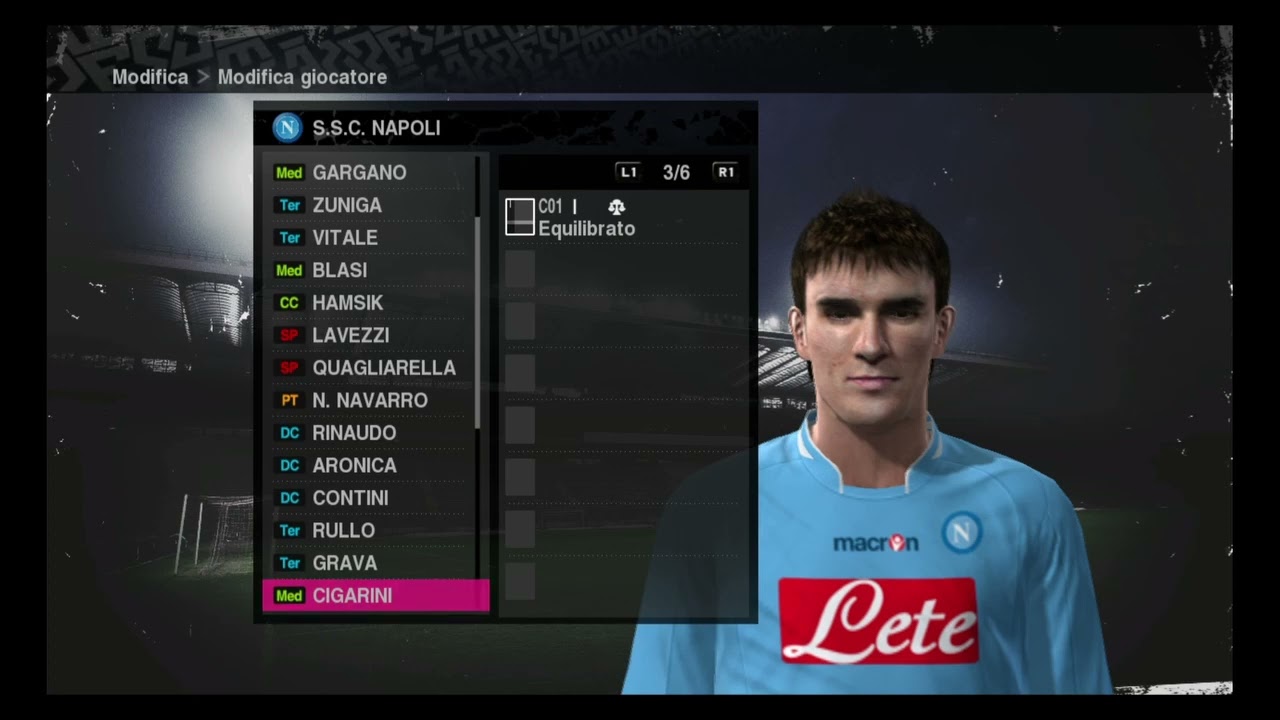 statistiche dei giocatori del s s c napoli su pro evolution soccer 2010