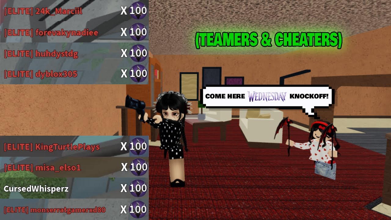 Making MAX LEVEL players RAGE QUIT in MM2...as WEDNESDAY (Murder Mystery 2)