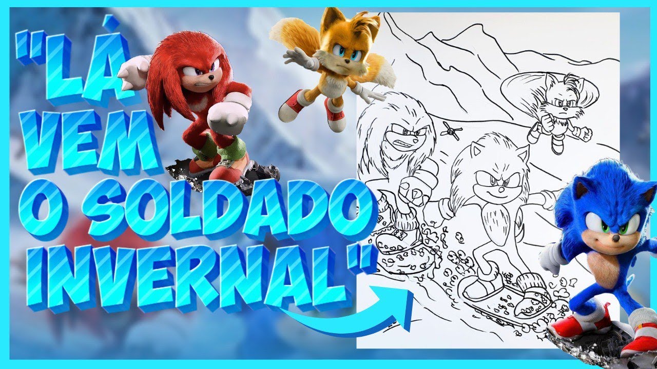 COMO DESENHAR O SONIC, KNUCKLES E TAILS ESQUIANDO CENA FILME SONIC 2 (2022) - PASSO A PASSO
