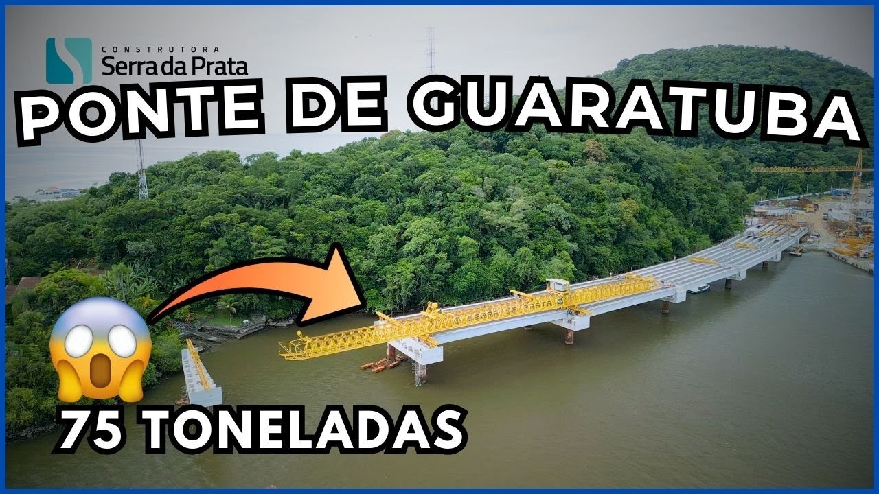 🌉Ponte de Guaratuba⚠️Lançamento de uma🏗️Viga Longarina pela #Construtoraserradaprata
