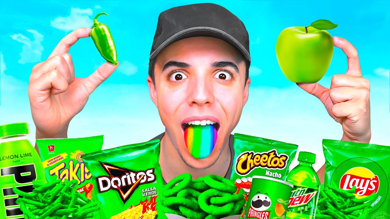 Comiendo COMIDA de COLOR VERDE Durante 24 Horas!