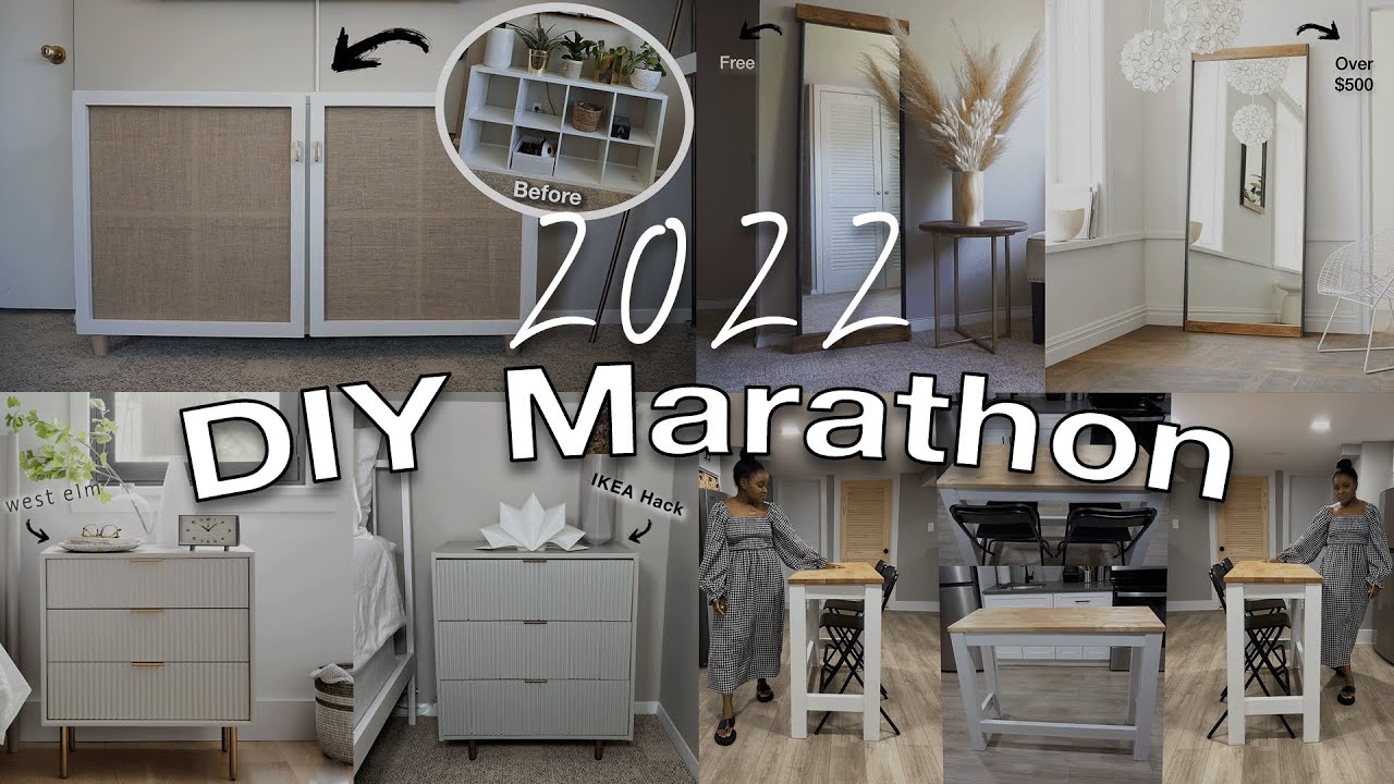 2022 DIY Marathon | IKEA Hacks | West Elm Dupe | Kallax Hack | DIY Kitchen Island | Rast Nightstand