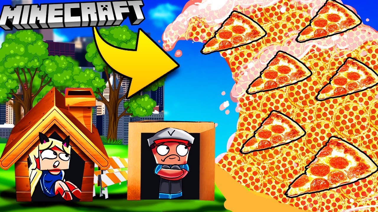 PIZZA TSUNAMI W MINECRAFT | BAZA VS TSUNAMI PIZZY CHALLENGE | Vito vs Bella