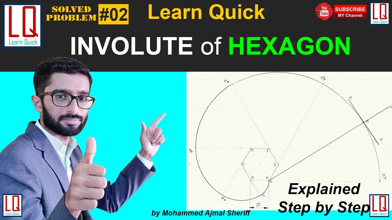 Involute of Hexagon | Engineering Drawing | Tutorial | Learn Quick | By Sheriff