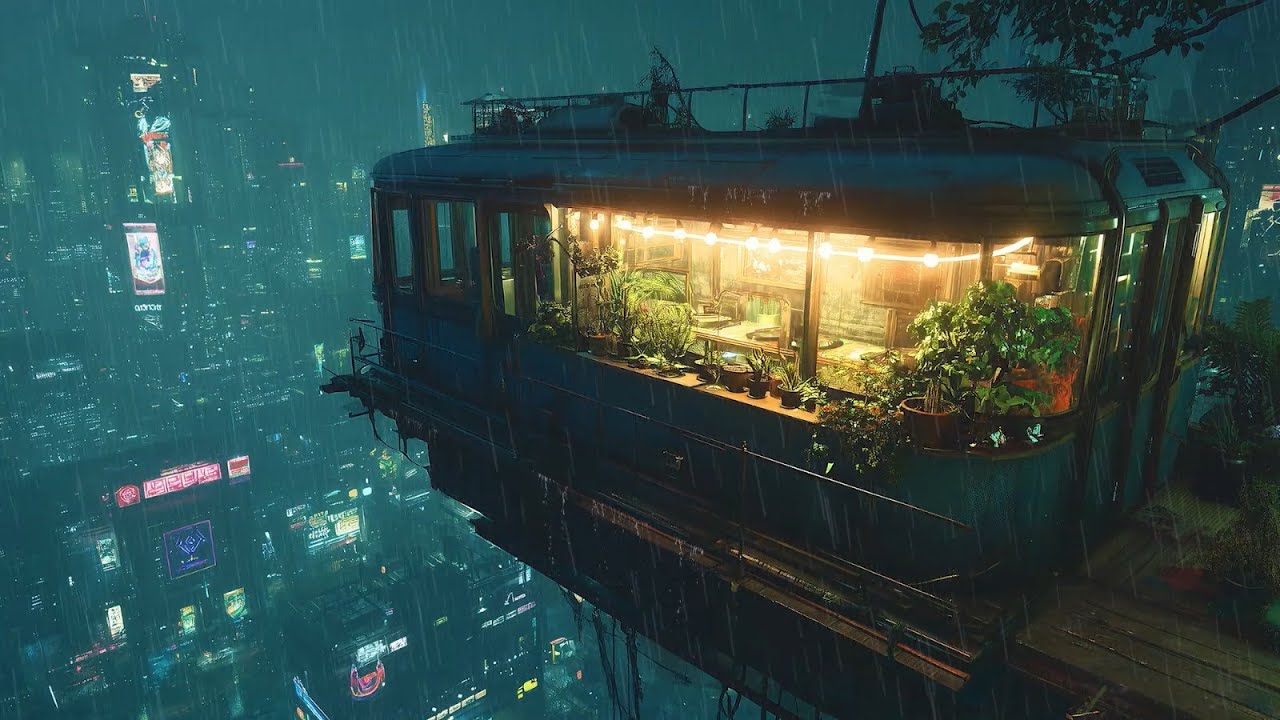 Walkthrough Cyber City 🌧️ | Futuristic Rain Lofi • Night Walk • Cyber Atmosphere