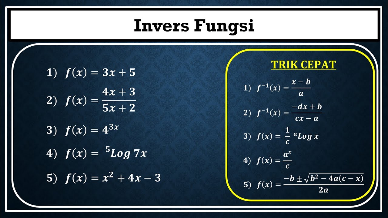 Cara mudah dan trik cepat invers fungsi atau fungsi invers