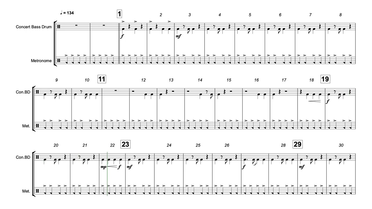 PPMS Rock Attack BASS DRRUM MET 134 Play along