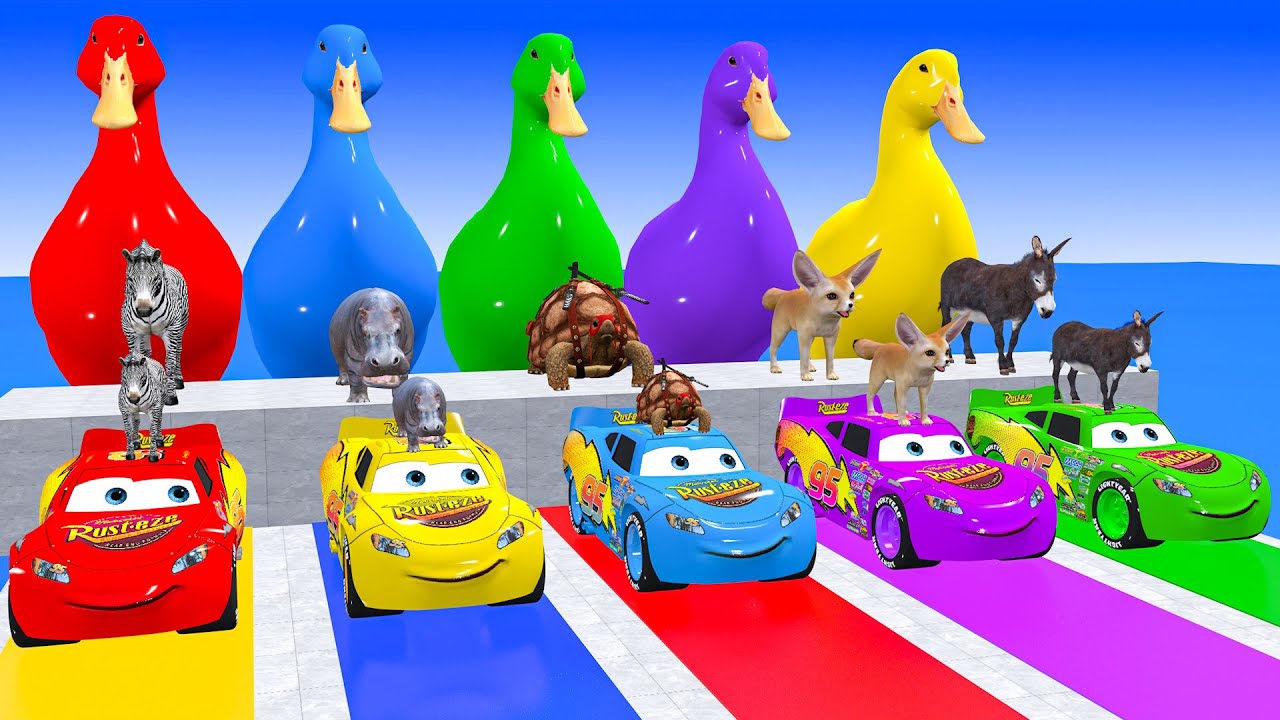 Long Slide Game with Cow Elephant Gorilla Hippopotamus Tiger 3d Animal Game Funny 3d Animals