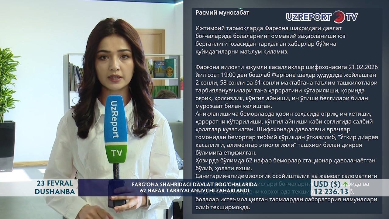 Farg‘ona shahridagi davlat bog‘chalarida 62 nafar tarbiyalanuvchi zaharlandi