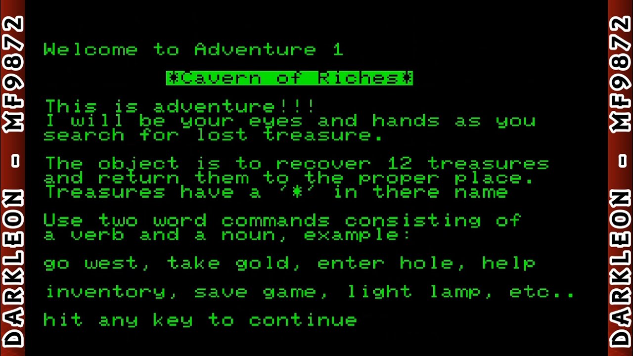 Adventure 1 - Cavern of Riches - [ 1993 - Commodore PET - Full Playthrough [ Perfect Score 120/120 ]