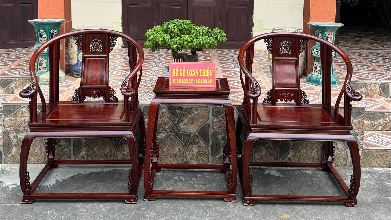 Bộ bàn ghế phòng trà gỗ gụ