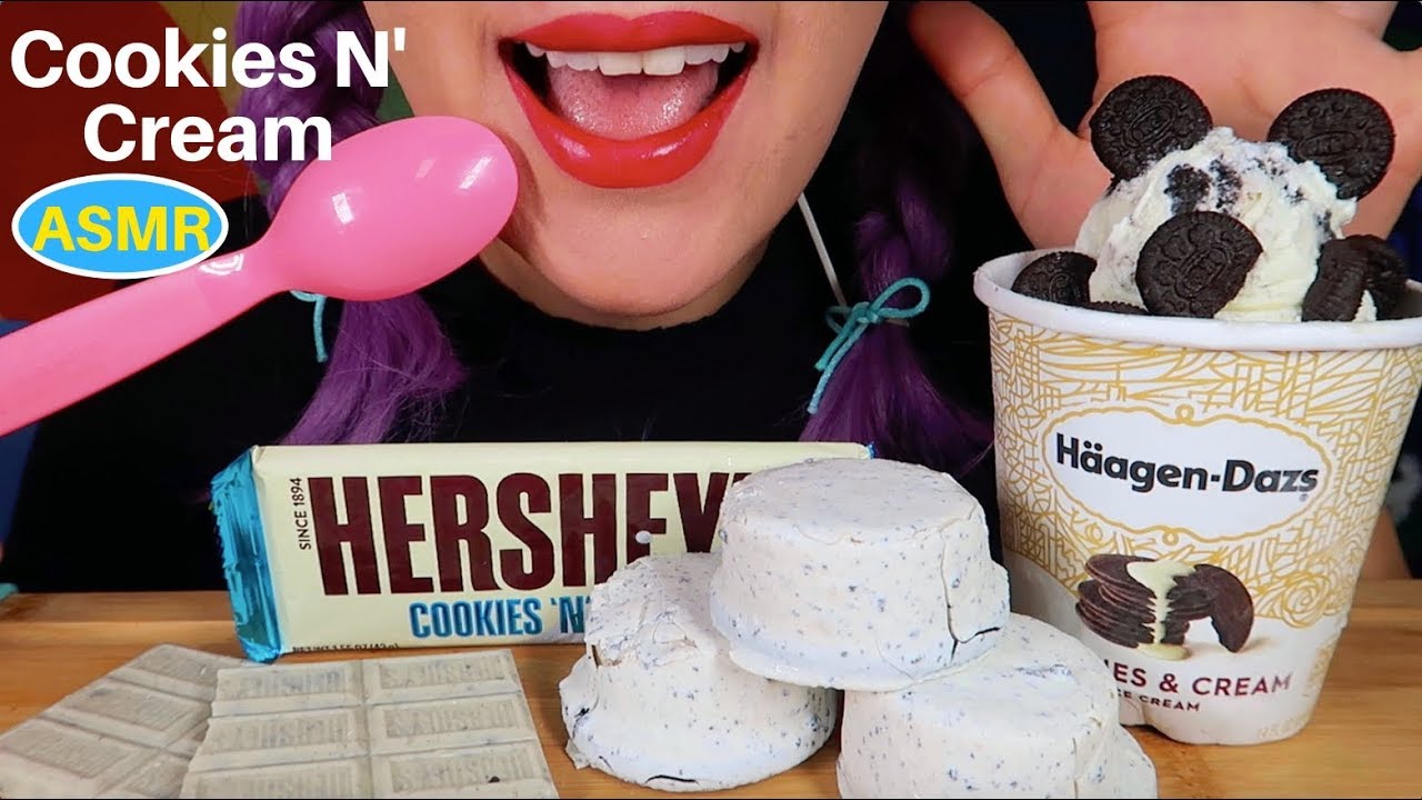 ASMR COOKIES N’ CREAM ICE CREAM+CHOCOLATE EATING SOUND |쿠키앤크림 아이스크림, 초콜릿 리얼사운드 먹방|CURIE.ASMR