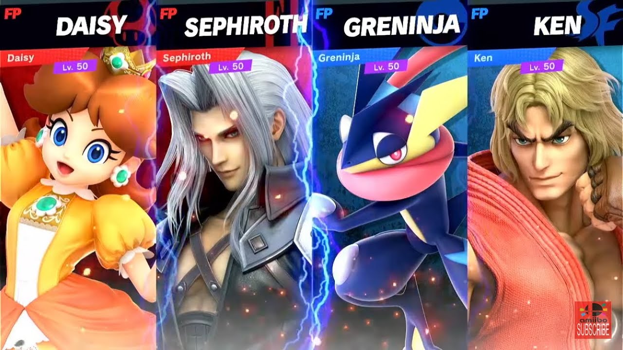 Super Smash Bros Ultimate Amiibo Fights Request Daisy & Sephiroth vs Greninja & Ken