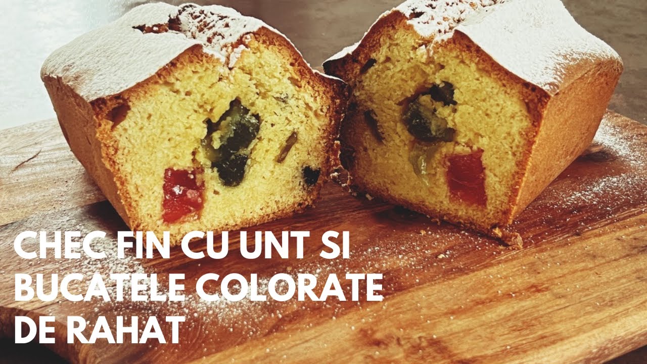 Chec fin cu unt și bucățele colorate de rahat
